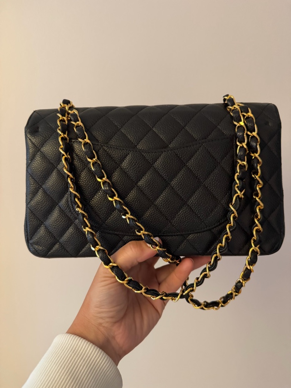 CHANEL Classic Medium Double Flap Caviar Leather Bag with Gold Hardware - Picture 2 of 16